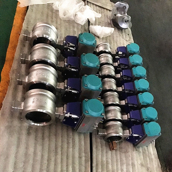 氣動對夾v型球閥